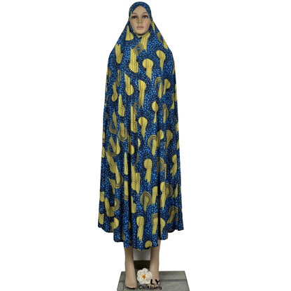 New Dubai Islamic Robe Ramadan Womens Hooded Abaya African Sleeveless Loose Soft Prayer Garment Muslim Floral Dress With Hijab