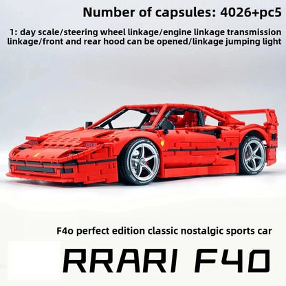 4026PCS Technical LOX Edition F40  Assembly MOC 140629 Building Block Car Supercar Model Adult High Difficulty Racing Toys.