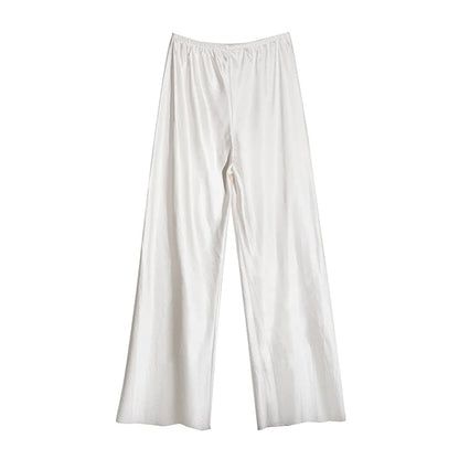 Satin Wide Leg Pants Long Floor Casual Pants Women's Summer.