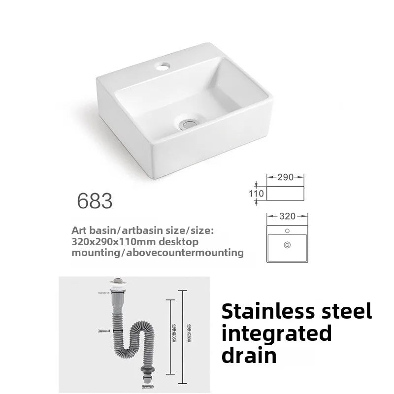 Kompaktes, an der Wand montiertes Keramikwaschbecken – kleines quadratisches Waschbecken, platzsparendes Design für Badezimmer, Balkon oder Waschtisch