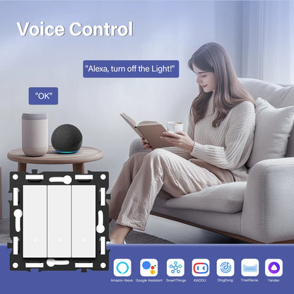BSEED Zigbee 1/2/3/4Gang Smart Licht Vorhang Shutter Dimmer Schalter Mechanische Tasten EU Steckdosen USBC DIY Teile Kunststoff Rahmen.