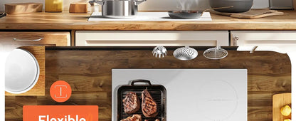 NOXTON White/Black Induction Hob Plug in, (UK:2800W/EU:3500W) 4 Zones with 1 Grill Zone, 60CM Touch, Safety Lock,Ceramic Glass.