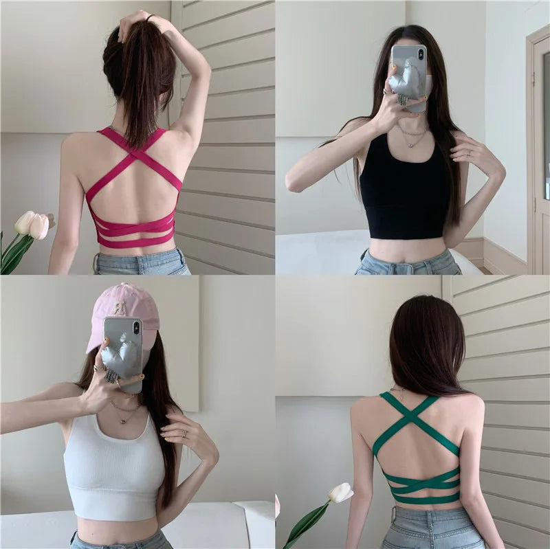 3pcs Sport Fitness Yoga Bra Sexy Women Vest Back Cross Strap Tank Tops Female Push Up Running Bra Lady Breathable Soft Underwear.