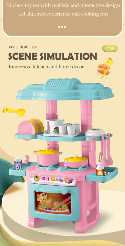 Kitchen Playset Toys, 2 Color Random Play Food Set Accessories Play Sink & Oven, Toddler Kitchen Mini Cutting for Boys and Girls.