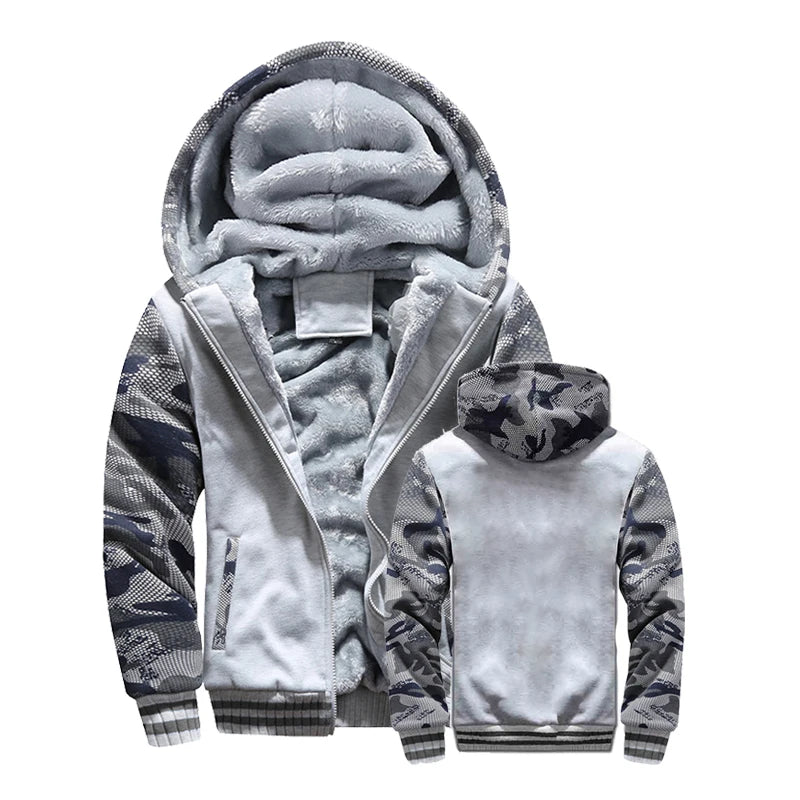 Winter Jacket Men Warm Coat Thick Fleece Male Zipper Hooded Jackets Casual Hooded Sportswear Outerwear Long Sleeves Sports Hoody.