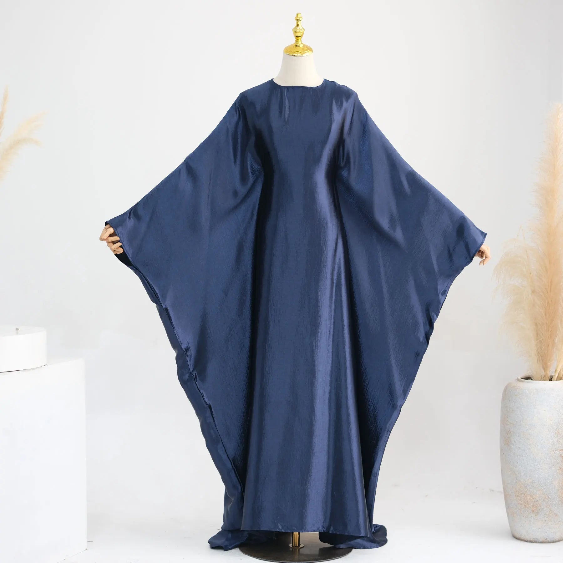 Batwing Satin Shimmer Abaya Damen Dubai Luxury Islam Muslim Kaftan Dress Women Kebaya Vestidos Djellaba Robe Femme Musulmane.