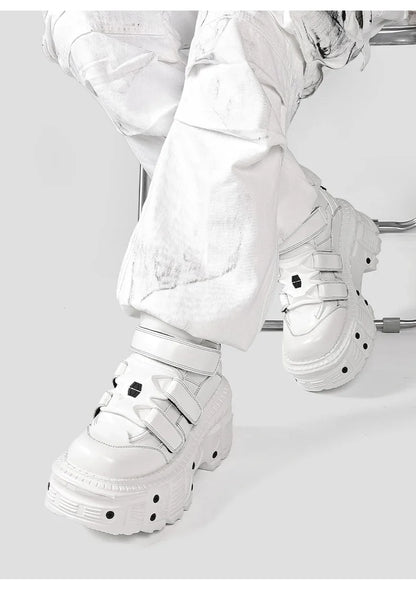Gothic Ankle Rock Boots 2025 New Punk Style Women Shoes Lace-up White Platform Shoes Woman Metal Decor Woman Sneakers.