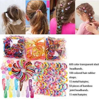 780pcs Girls Hair Accessories Cute Cartoon Hair Bands Bandeau Cheveux Scrunchies Korean Elastic Hairband Kids Rubber Bands Gift.