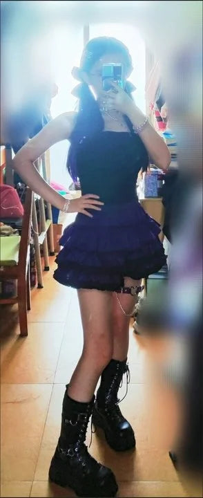 Y2K Spicy Girl Subculture Punk Girl Anti exposure Half length Skirt Harajuku Style Trend Pumpkin Short Skirt Cake Puff Skirt.