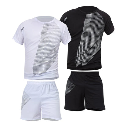 2/4/6 Pcs Plus Size Men's Quick-drying Short-sleeved Shorts Suit Men's Leisure Sports Running Fitness T-shirt Joker Shorts Teen.