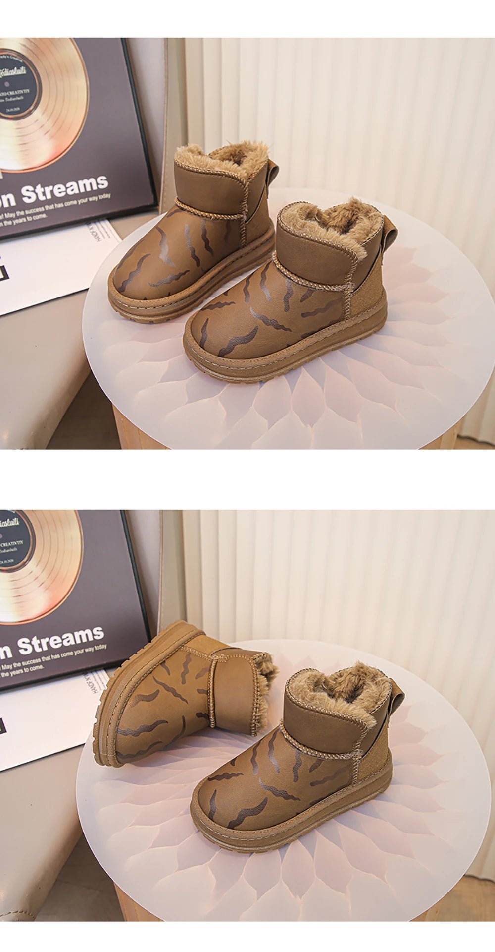 Winter Plush Boots For Children Thick Warm Faux Fur Snow Boots Soft-soled Anti-slippery Boy's Girl's Warm Boots Winter Shoes Kid.