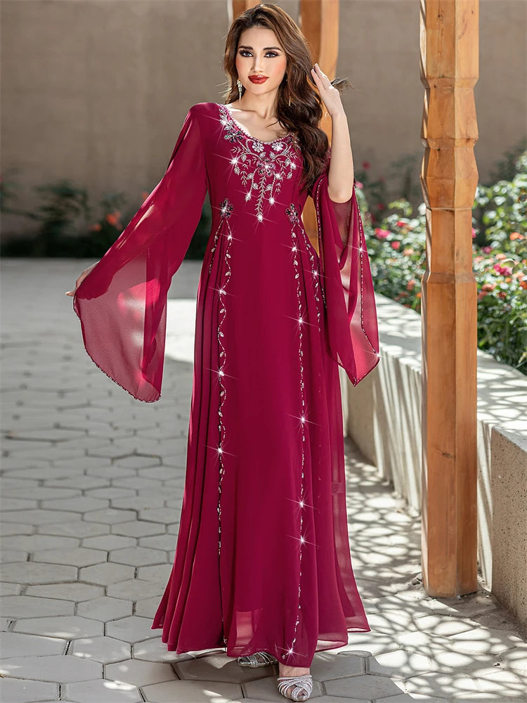 Ramadan Eid Red Abaya Damen Dubai Arab Islam Prayer Clothes Muslim African Dresses For Women Kebaya Kaftan Robe Musulmane Femme.