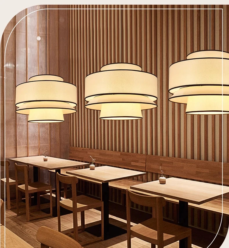 Wabi Sabi Hängende Chadnelier-Leuchte, japanische Stoff-Pendelleuchte für Schlafzimmer, Esszimmer, Küche.