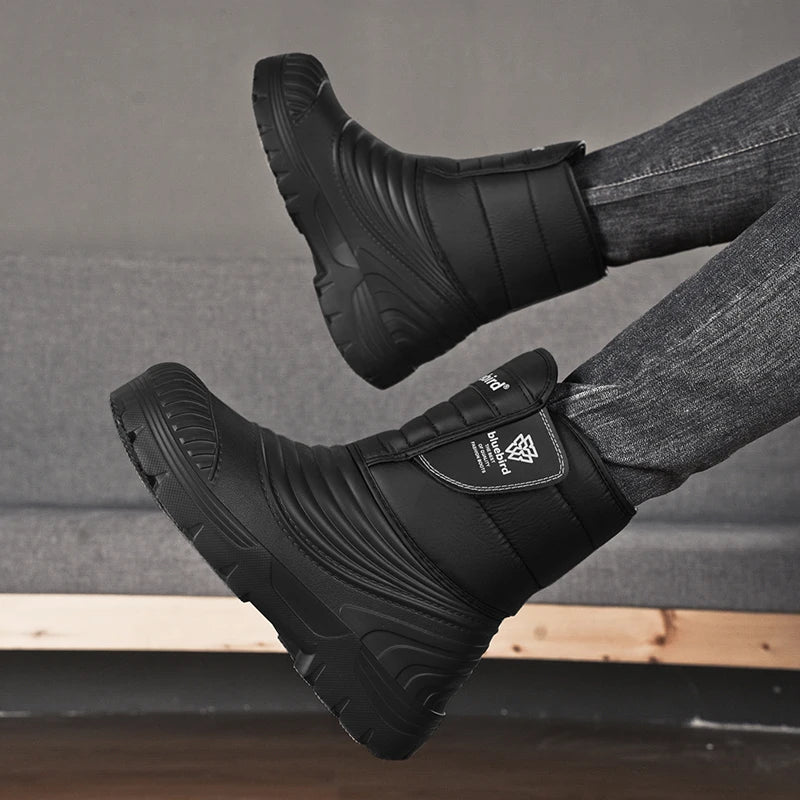 Men's Snow Boots Outdoor Comfortable Fleece-lined Warm Men's Outdoor Hiking Men's Shoes for Men Boots With Short Plush Men Boots.