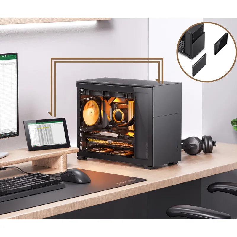 Jonsbo Pinecone D31 Case MATX ITX DTX Small Translucency Sub Screen of Video Games Support ATX Power 360 Cold Exhaust Chassis.