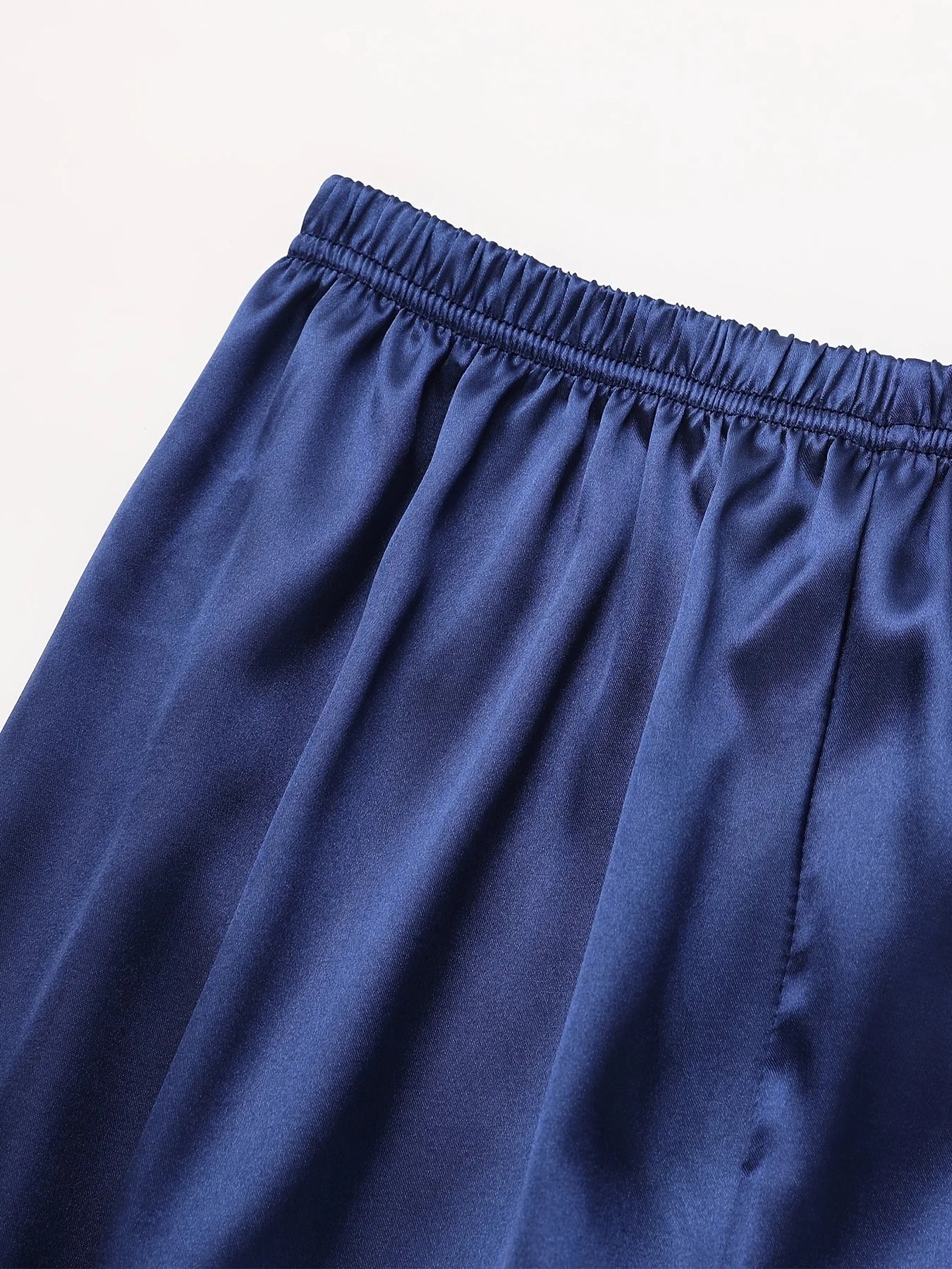 Solides Pyjama-Set mit langen Ärmeln, Knopfleiste, Revers, Oberteil und Hose, Pyjama-Set, Damen-Nachtwäsche und Loungewear