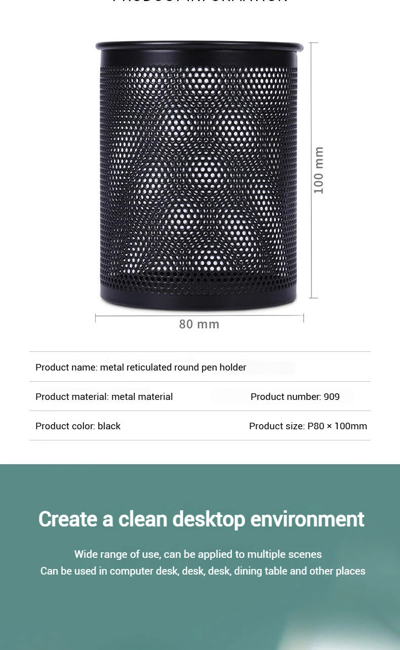 Deli Bleistifthalter für Büro, Schreibtisch, Metallgeflecht, quadratisch, rund, für Stifte, Topf, Tasse, Behälter, Organizer, langlebiges Federmäppchen.