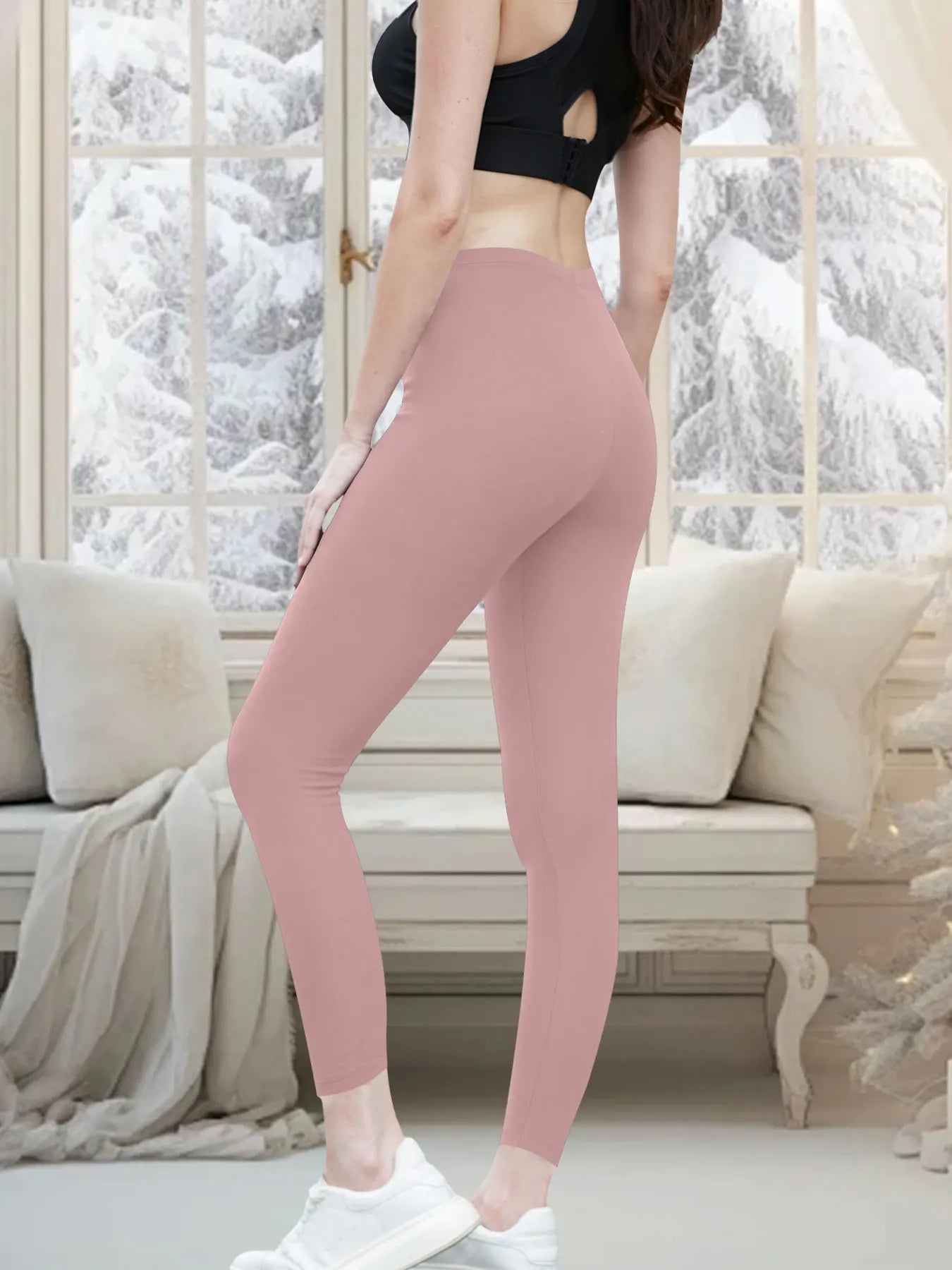 Superweiche, mit Fleece gefütterte Leggings für Damen, Workout, Yoga, Laufen, Thermo-Warmhose für kalten Winter.