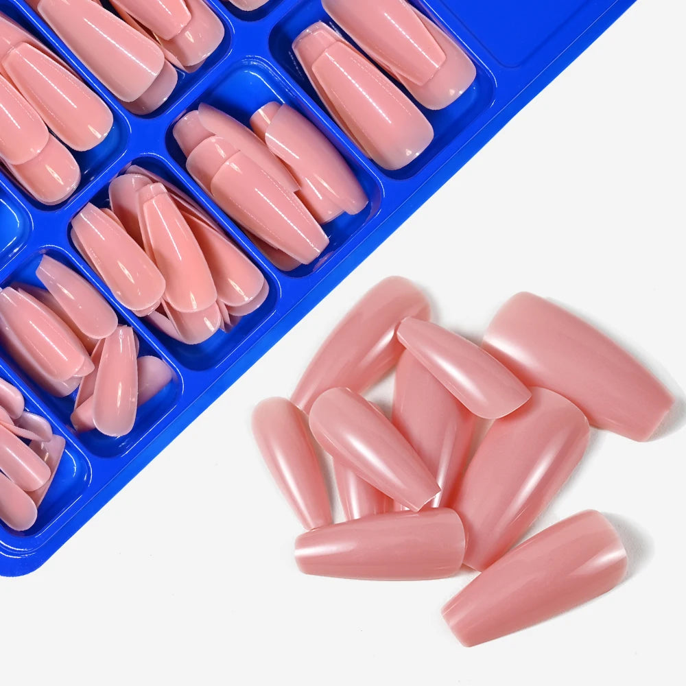 Diamond White Tips For Nails Extension 100pcs Long Fake Ballerina Gel Nail Art Nude White Pink Press On Nails Long Coffin 0.75in.