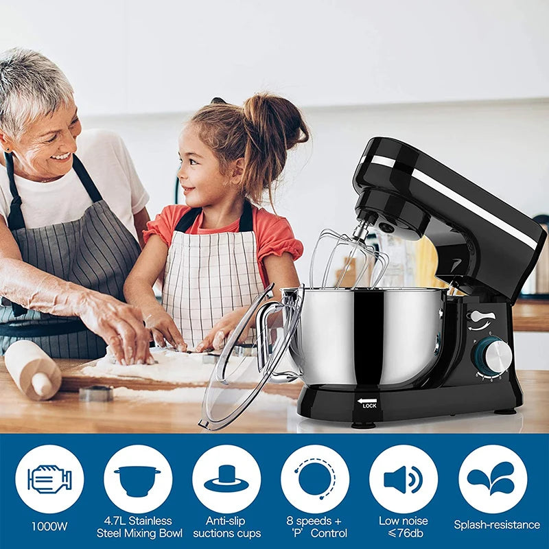 Powerful Stand Mixer Electric Blender Desktop Egg Whisk 1000w 8+P Speed Food Processor Multifunctional Kitchen Mixer with Bowl.