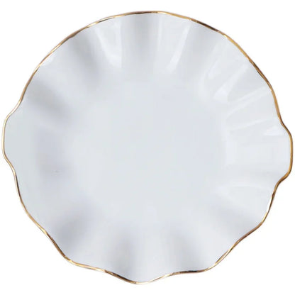 European Golden edged ceramic plate creative home serving plate special-shaped ceramic cutlery dinner plates fruit snack plates.