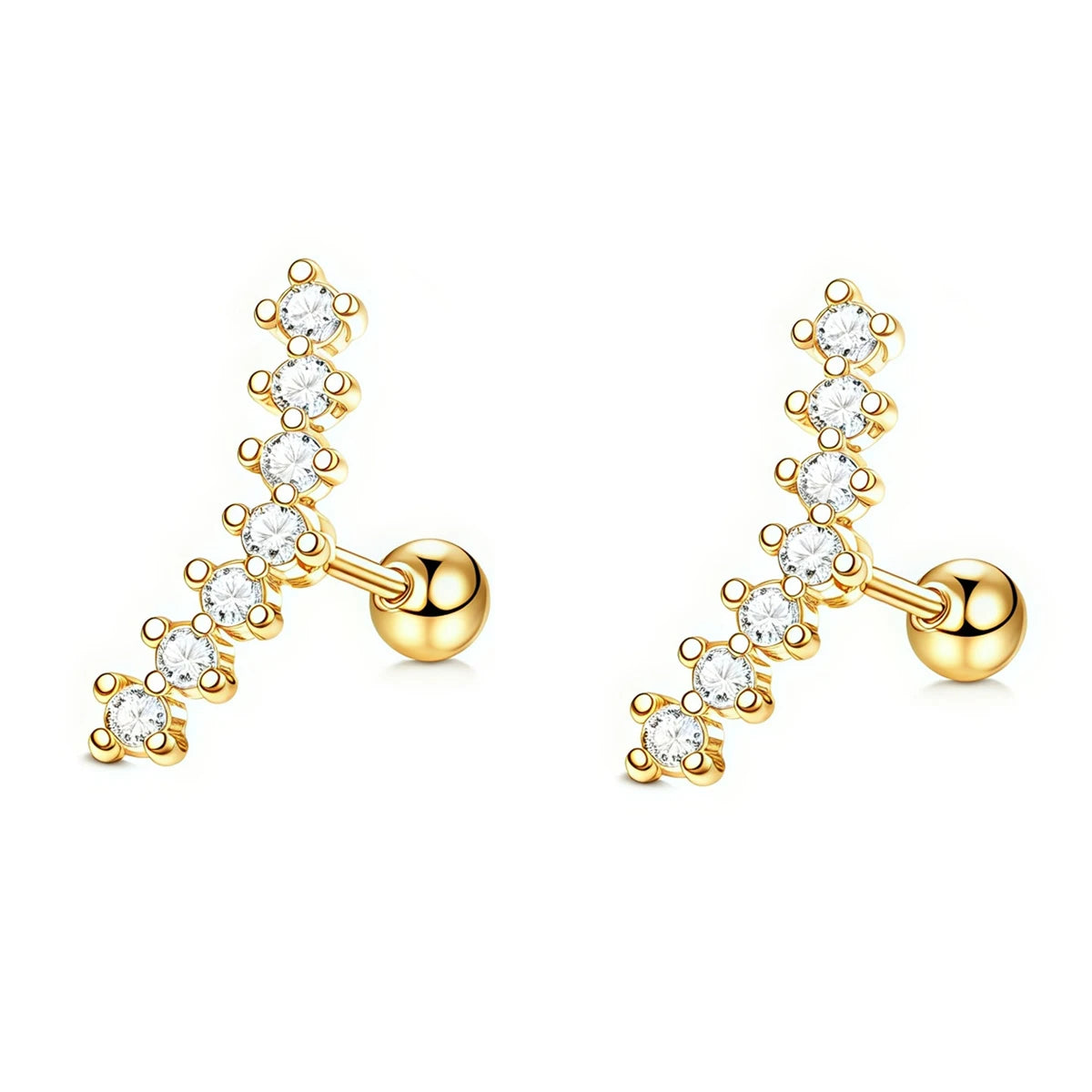 2Pcs 16G Stainless Steel Screw Back Stud Earrings for Women,Cubic Zerconia Cartilage Conch Helix Ear Piercing Jewelry.