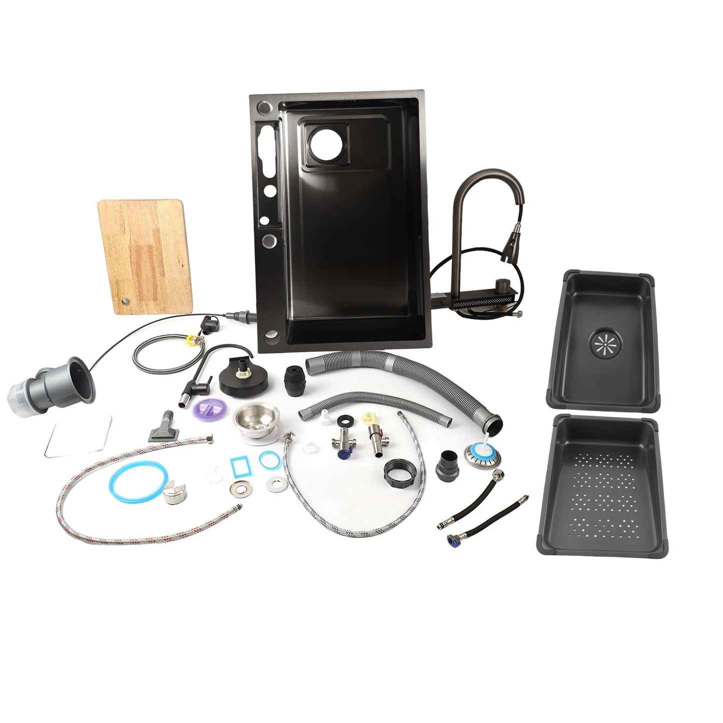 Unterbauwaschbecken unter der Theke, Küchenspüle, 68 x 45 cm, verdickter Edelstahl, Digitalanzeige, Küchenspüle