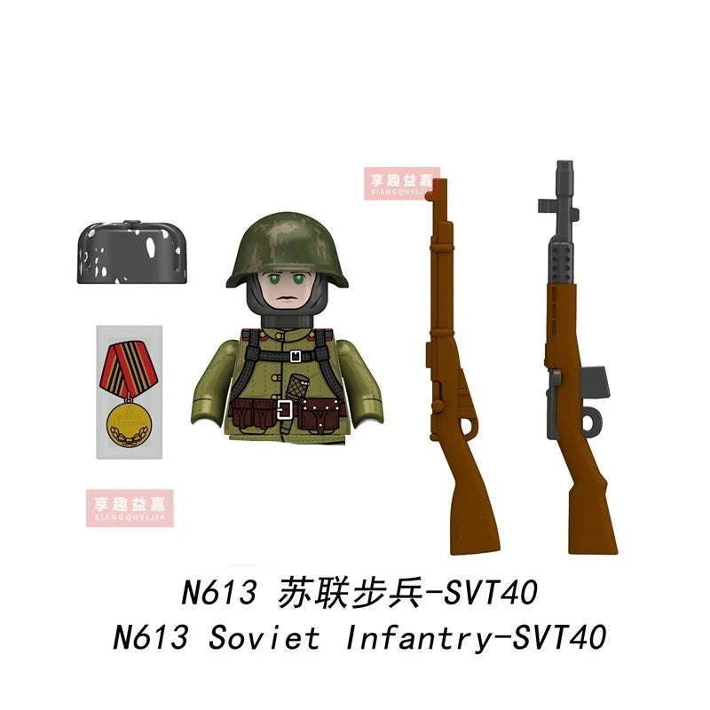 Military affairs Private Soviet Infantry Afrika Korps Building Blocks Model Bricks mini Action toy Figures Toy gift for children.