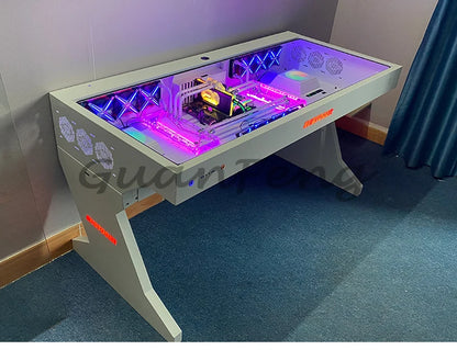 Computergehäuse für große Spieler, All-in-One-Tisch, hochwertiger Desktop, vollständig transparent, großes Gehäuse, cooler wassergekühlter Sci-Fi-Spieltisch