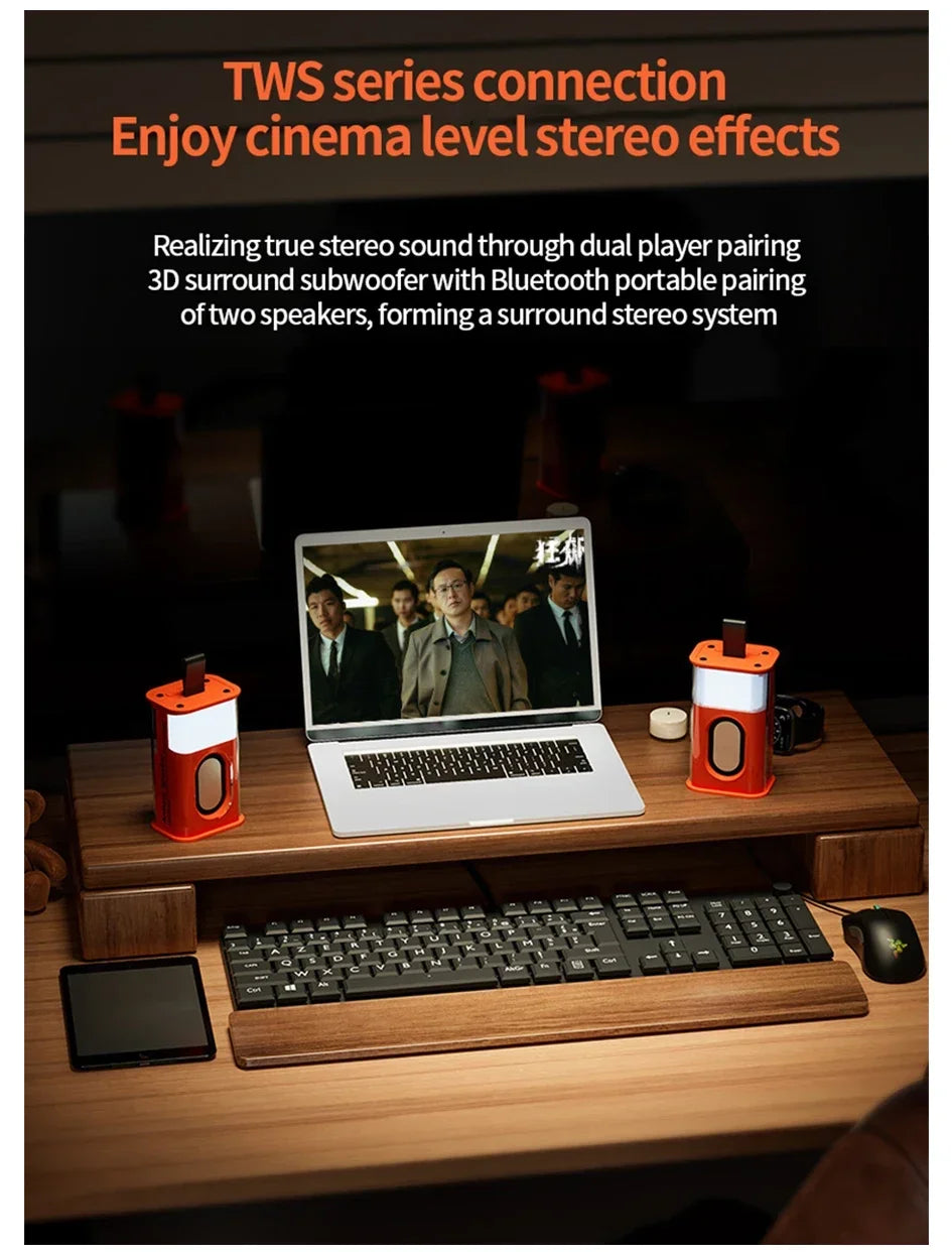 Bluetooth Speaker K08 LED Flashing Soundbar Portable Outdoor Indoor Subwoofer Loudspeaker Support TF Card FM Radio Waterproof.