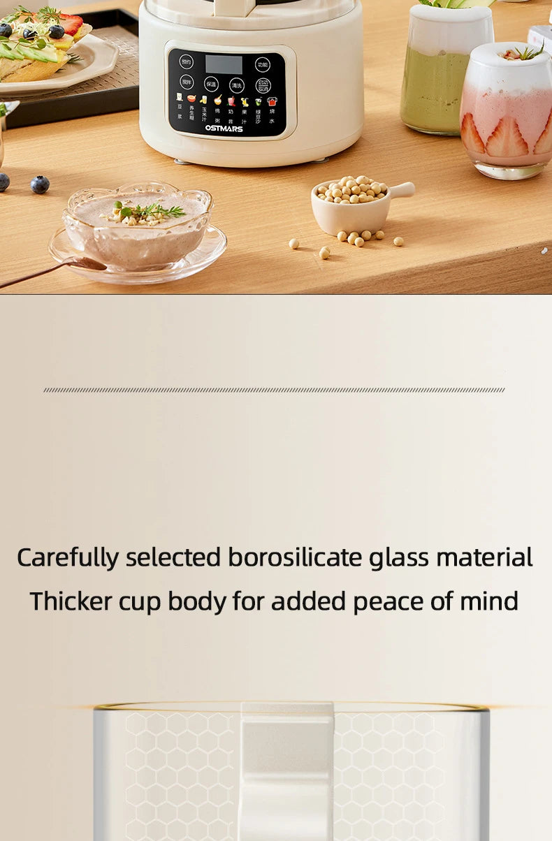 1.5L Soybean Milk Machine Wall Breaking Machine with Soundproof Cover Multifunctional Fruit Vegetable Juicer Automatic Blender