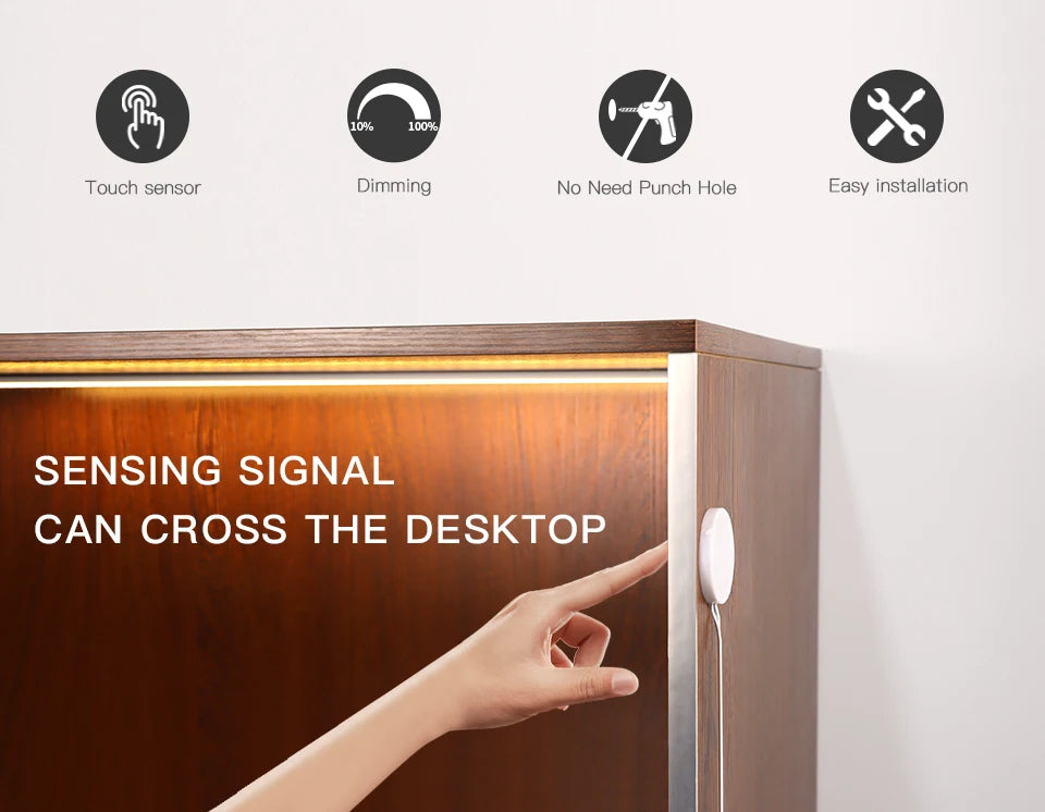 DC 12V Neon Light LED Strip Penetrable Wood Hand Sweep Touch Sensor Switch Dimmable Neon Rope Tube Lamp DIY Home Garden Decor.