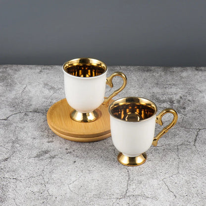 2pcs/set Turkish Coffee Cups Set Of 2 Ceramics Cup Of Coffee Creative Gifts Relief Teacup And Saucer Set Retro 90ml Gobelet
