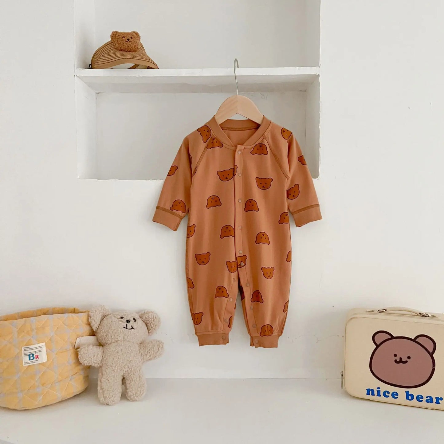 Ins 2024 Frühling Herbst Baby Jungen Bodysuit Baumwolle gestreiften Cartoon gedruckt Langarm Kleinkind Jungen Stram pler Neugeborene Jungen Outfits