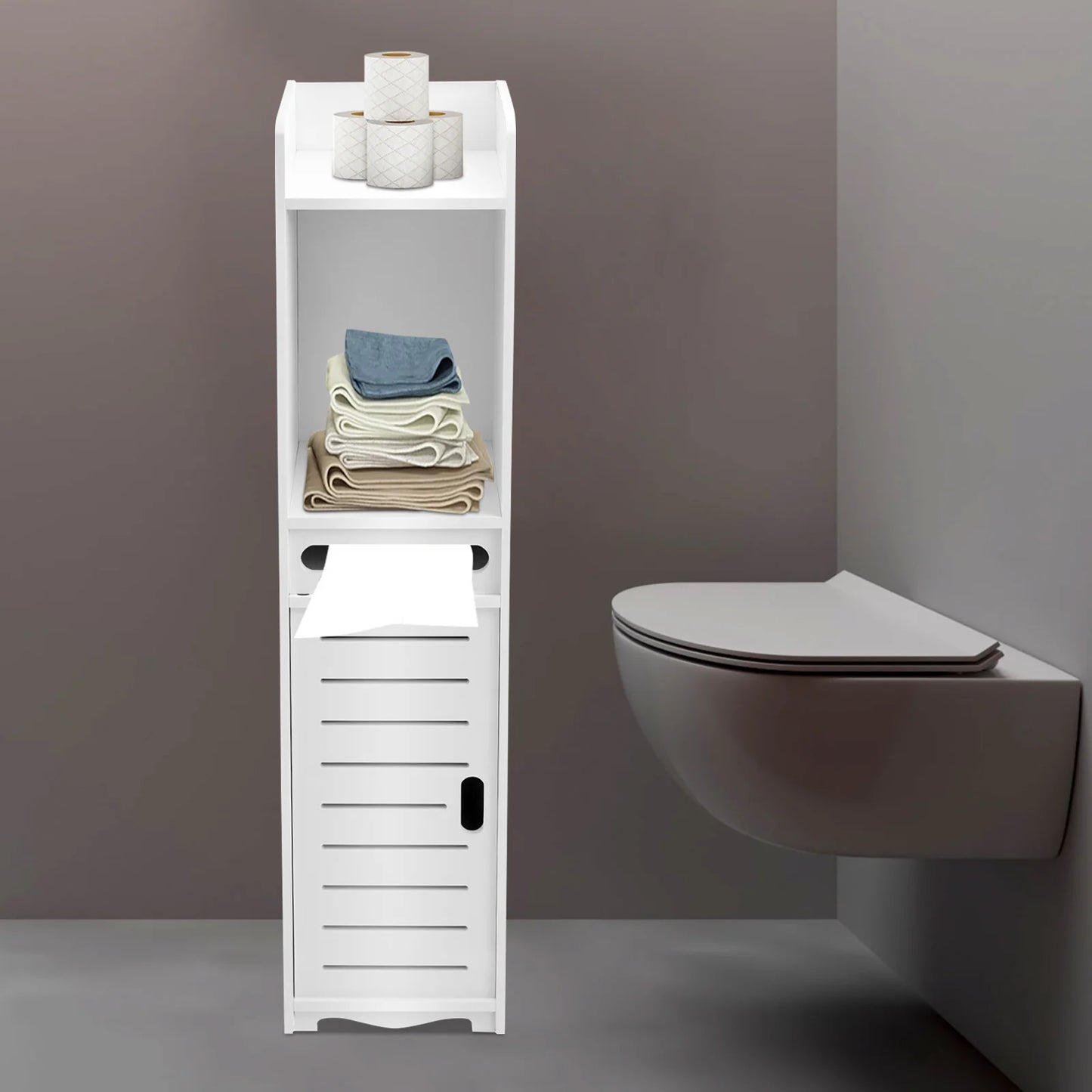 3-stufiger Badezimmer-Aufbewahrungsschrank, Toilettenpapierhalter, Ständer, Toiletten-Seitenschrank, 20 x 80 cm, zum Aufbewahren von Taschentüchern, Shampoos und Cremes