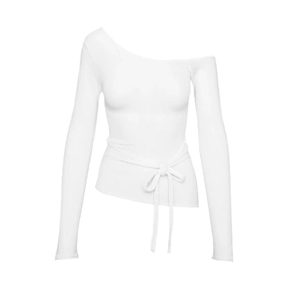 Womens Slim Fitted Tops Long Sleeve Off Shoulder Going Out Fashion Fall Crop Shirts.