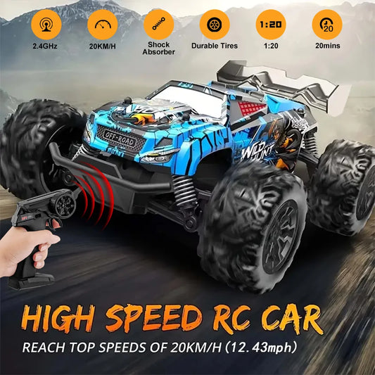 RC Off-road Car Toy 2.4G High Speed Remote Control 1:14  Bigfoot Climbing Model Car Shock Absorber With led light.