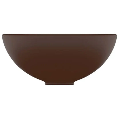 Luxuriöses rundes Waschbecken, dunkelbraun, matt, 32,5 x 14 cm, Keramikwaschbecken, Badezimmer und Küchen, Dekoartikel, Badezimmerzubehör