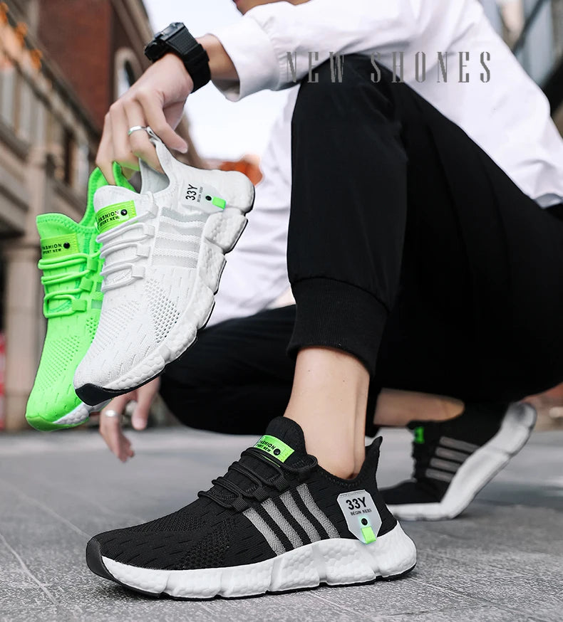 Atmungsaktives Mesh Männer Schuhe Trendy Leichte Fuß Wohnungen Plus Größe Männliche Tennis Turnschuhe Laufen Outdoor Fitness Schuhe 2024.
