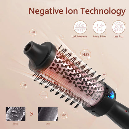 1.5 Inch Thermal Brush Ionic Heated Round Brush Curling Iron Negative Ion Volumizing Hot Brush Ceramic Electric Hair Brushes.
