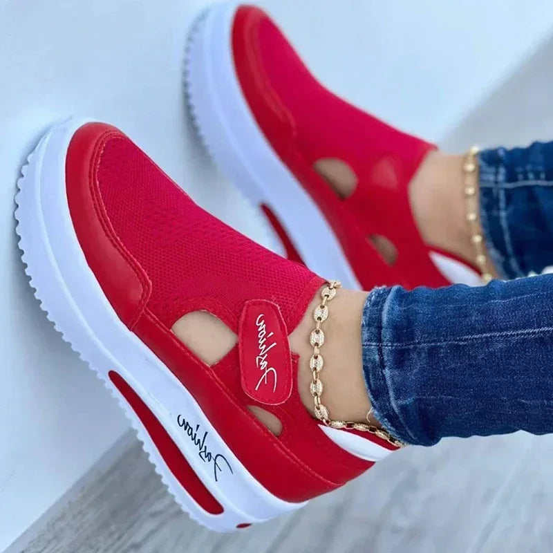 Designer Brand Red Blue Women Sneakers High Quality Tennis Female Canvas Casual Shoes Ladies Platform Hollow Out Sport Shoes.