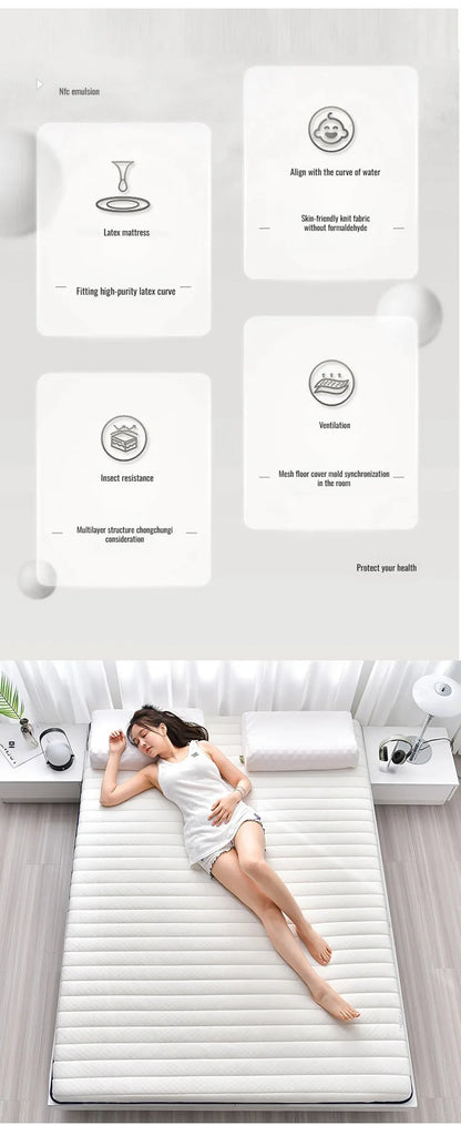 Anti-Mittel-Matratze aus Naturlatex, weiche Unterlage, spezielle Unterlage für Zuhause, Schlafsaal, Etagenbett, Studentenmatratzen, Druck-Memory-Schaum-Matratze