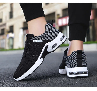 2025 New Men Sneakers Breathable Lace-Up Running Shoes Men Outdoor Walking Shoe Mesh Flying Woven Anti Slip Sports Shoes for Men