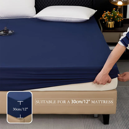 Waterproof Mattress Protector Cover, 100% Polyester & Polyurethane, Hypoallergenic Soft Sanded Fabric, Deep Pocket Fitted Sheet.