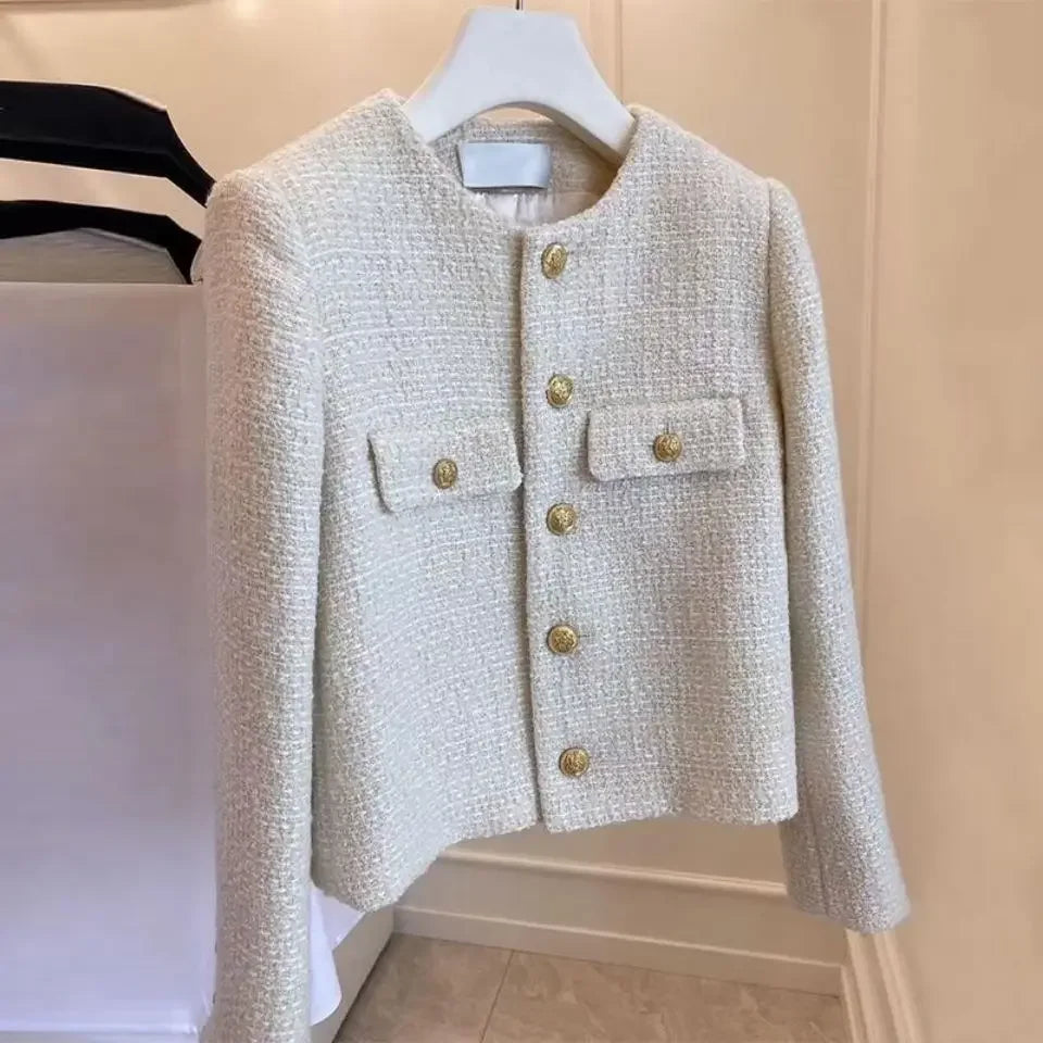 Frühling und Herbst Koreanische Mäntel Frauen Jacke Neue Französisch Wolle Tweed Mantel Mode High-end-Gold Taste Kurze Schlanke temperament.