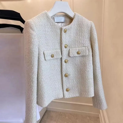 Frühling und Herbst Koreanische Mäntel Frauen Jacke Neue Französisch Wolle Tweed Mantel Mode High-end-Gold Taste Kurze Schlanke temperament.