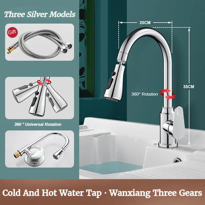 GEGVE Removable Kitchen Faucet  Flexible Head Hot Cold Faucets Tap Tap Mixer Manual Black for Kitchen Sink Adapted To Israel