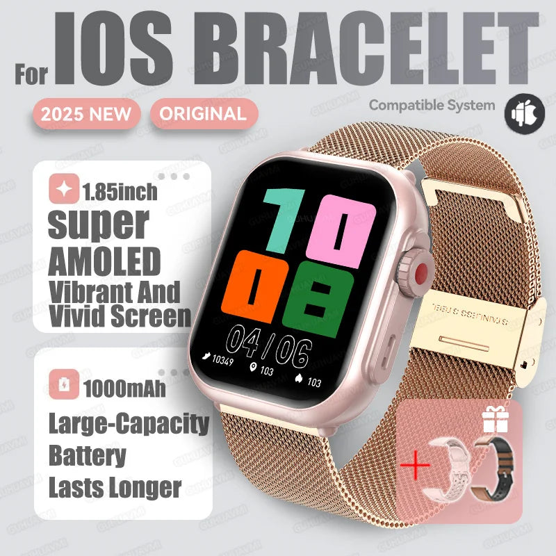 2025 New For Huawei Xiaomi Smart Watch Men Women 1.85-Inch HD AMOLED Full Touch Screen IP68 Waterproof Bluetooth Call SmartWatch