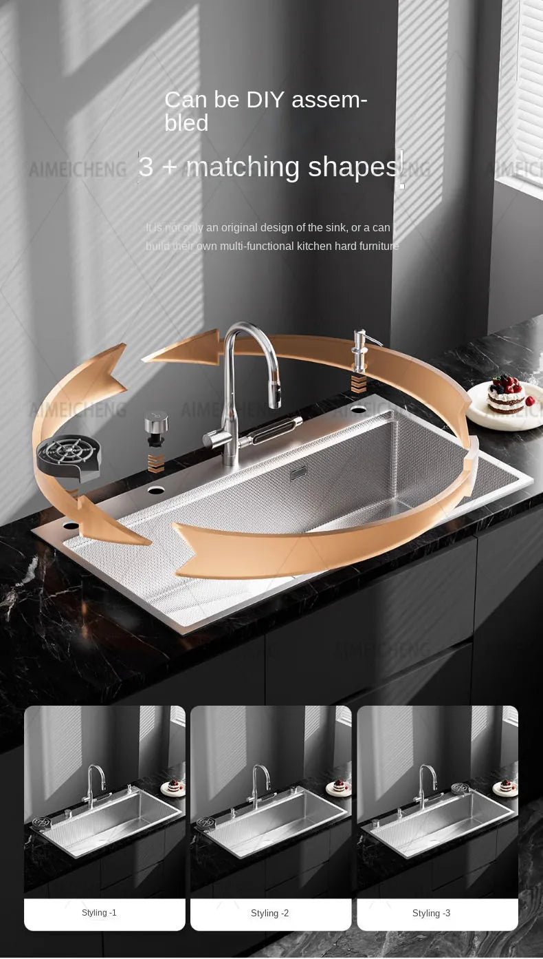 Original-Finish, spülmaschinenkompatibles SUS304-Edelstahl-Küchenspüle mit großer Einzelschüssel und Unterbau