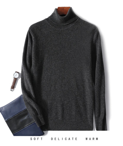 Men's Turtleneck 100% Pure Wool Sweater Men 2024 Autumn and Winter Large Size Loose Knitted Sweater Keep Warm Tops Men Jumper